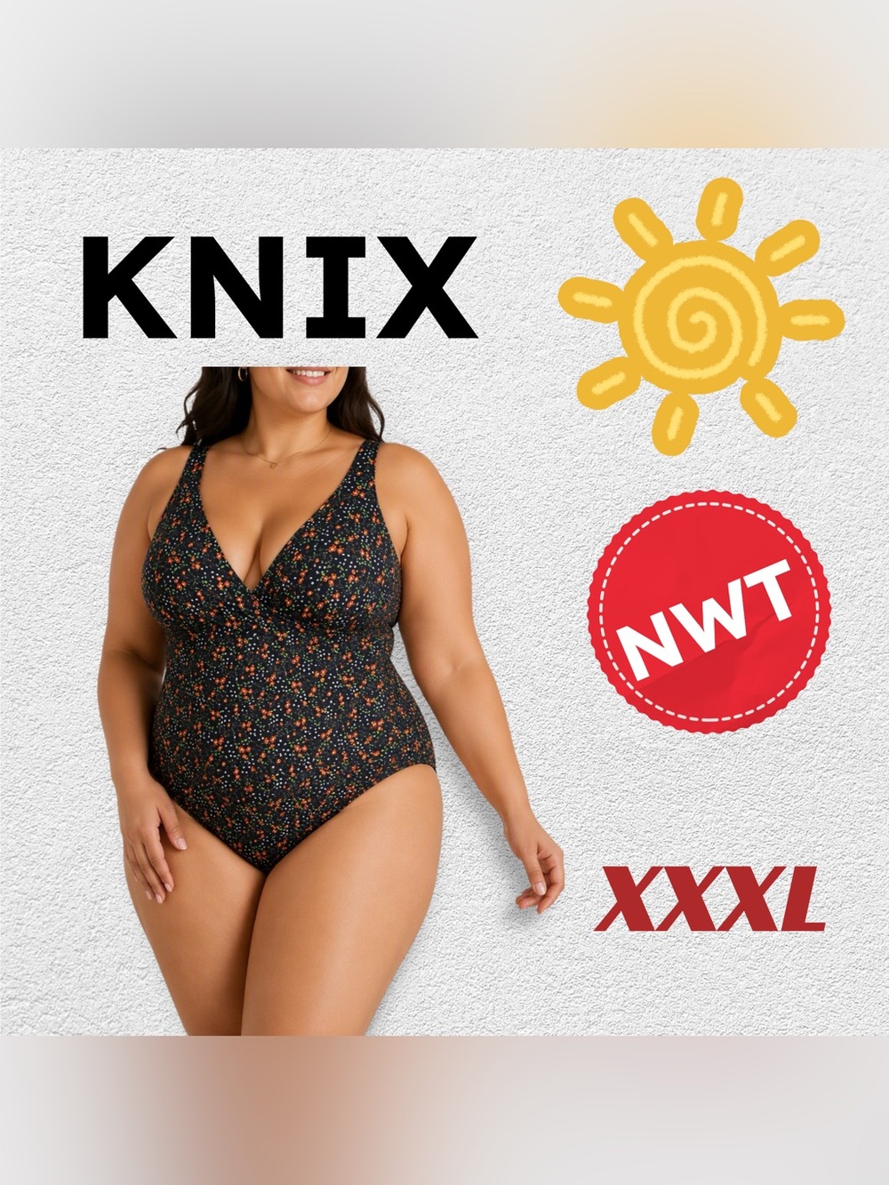 🇨🇦🆕NWT KNIX | XXXL | Beach ready Sea Lily Leakproof Deep V One Piece Swimsuit